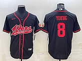 Men's San Francisco 49ers #8 Steve Young Black With Patch Cool Base Stitched Baseball Jersey,baseball caps,new era cap wholesale,wholesale hats